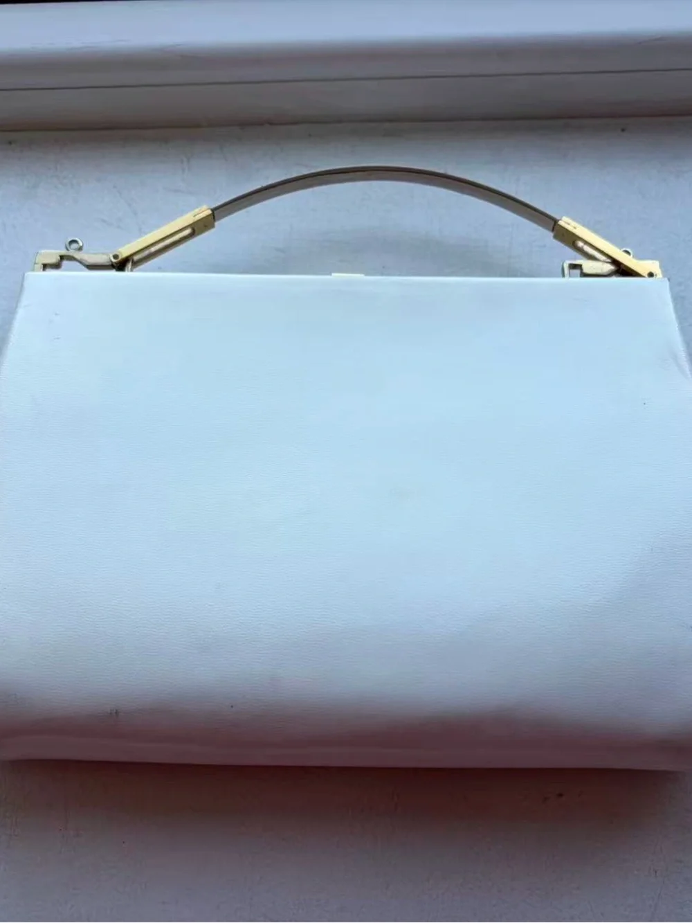 Women’s Clutch Bag in Cream with Gold Trim